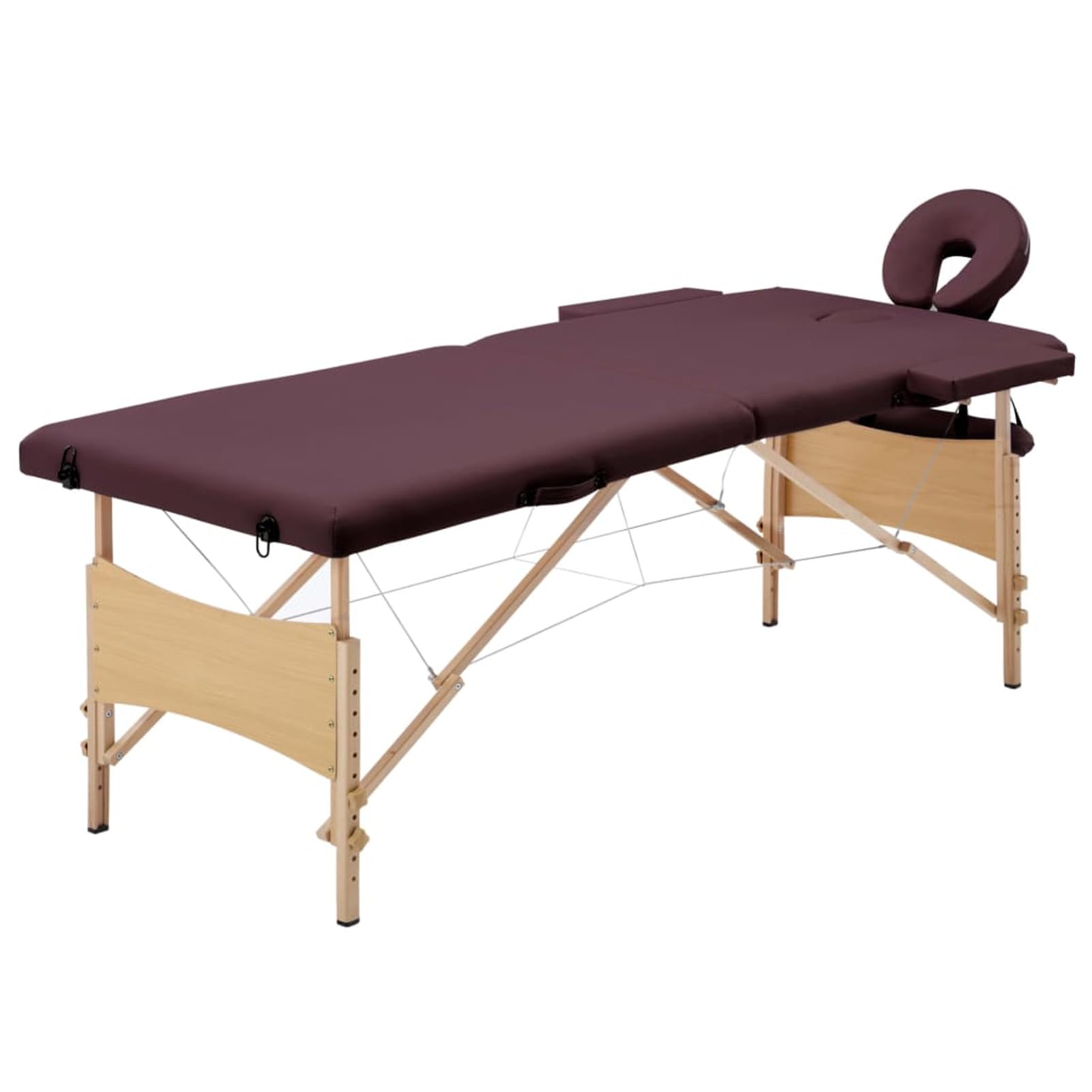 ZEYUAN Lettino da Massaggio Pieghevole a 2 Sezioni in Legno Viola Vino,Salute e Bellezza,Cura della Persona,Massaggi e Relax,Poltrone da massaggio-110187