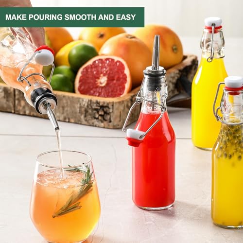 8-Pack 8.5oz Flip Top Glass Bottles, Swing Top Beer Brewing Bottle for Fermentation, Kombucha, Kefir, Vanilla Extract, Coquito, Juice, Soda, Tea - Airtight Stopper Cap Lid, Bonus 2 Bottle Pourers - Image 3
