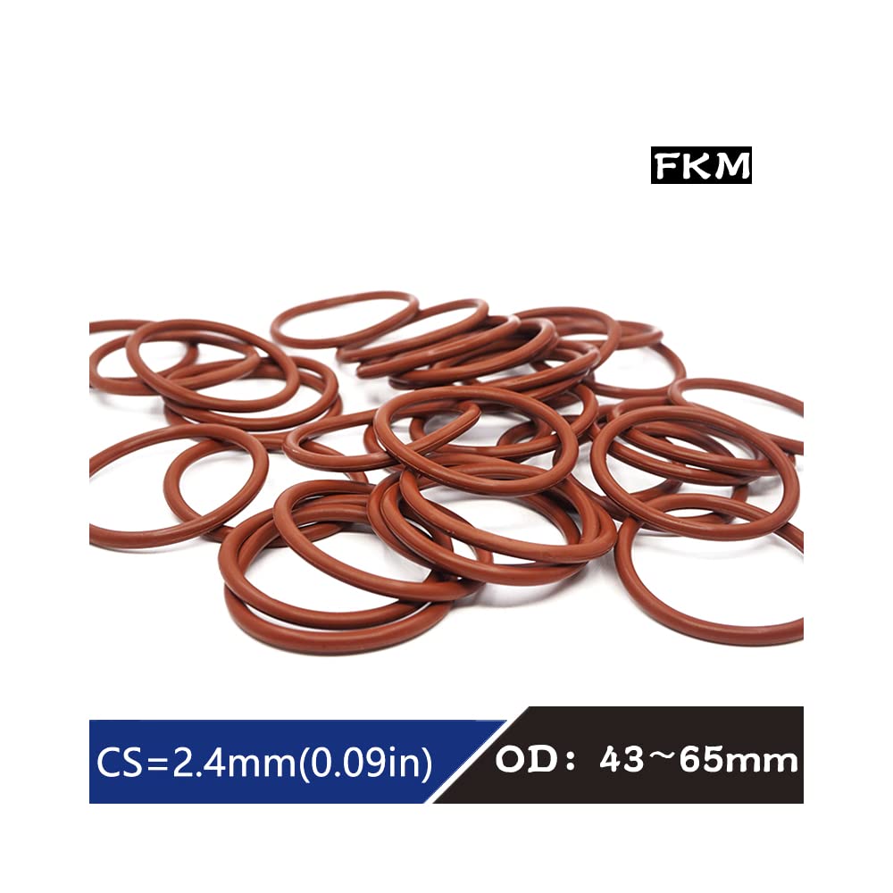 joints de joint en caoutchouc, 6 pièces anneau en caoutchouc fluoré marron FKM joint torique épaisseur de joint 2.4mm,65 × 60.2 × 2.4mm(48x43.2x2.4mm)