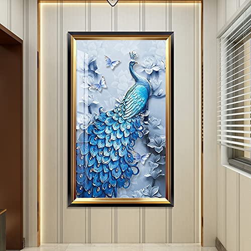 Artisanat de point de croix paon bleu 5D, idée cadeau créative - 2