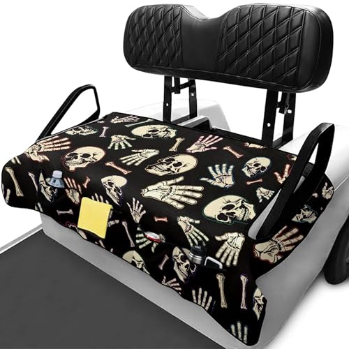 Howilath Funny Skull Golf Cart Seat Covers, Universal Fit Cool & Comfortable Seat Towel Blanket with Anti-Slip for 2-Person Seats, Fits Most Club Car Machine Washable