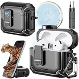 Inesore for Apple Airpods4 ケース(2024) MagSafe対応 エアーポッズ4 ケースに磁気吸引ロック搭載 全面保護設計、耐衝撃、落下防止強化、自動ポップアップ機能 AirPods 第4世代 (USB-C) カラビナ & クリーニングペン付き-ブラック