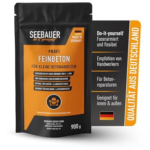 SEEBAUER diy Beton-Estrich | Herstellung von Zementestrichen | Reparieren von Betonfußböden | Fertig-Beton zum Betonieren von nicht statischen Bauteilen | Wiederverschließbar (900 g)