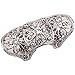 Angel Jewelry Women's Crystal Double Finger Armor Knuckle Ring Adjustable, silver
