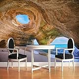 Carta Da Parati 3D Moderna Isola Grotta Vista Mare Fotomurali Moda Decorazione da Muro XXL Poster Gigante Design Carta per pareti