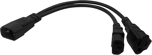 Miniatura 9 de C14 a C13+NEMA 5-15R Y Splitter Cable de enchufe de alimentación, solo C14 macho a C13+Nema 5-15R Cable adaptador divisor hembra, 11.8 in