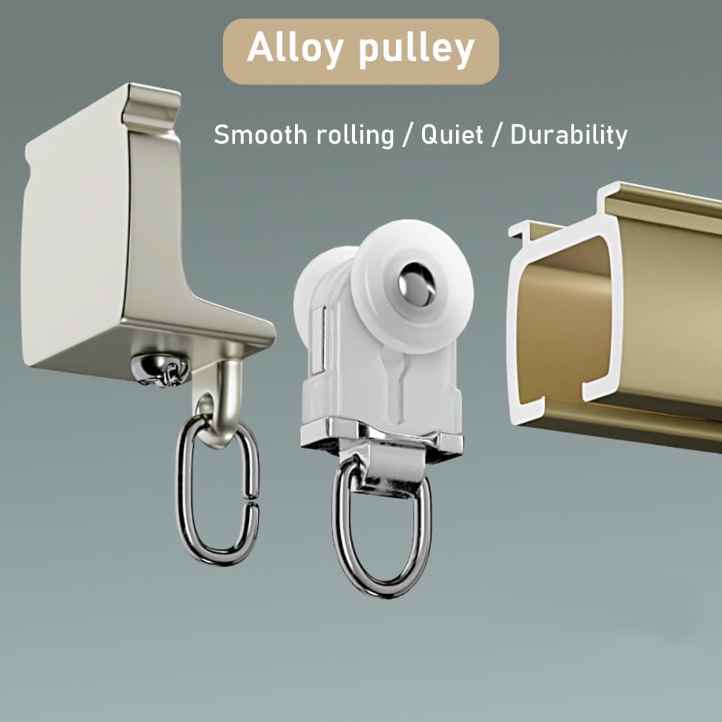 Heavy Duty 12.1FT Aluminum Curtain Track System - Ceiling & Wall Mount Room Divider in Champagne Color, Perfect for Curtains & Drapes, Durable & Stylish Decor Solution