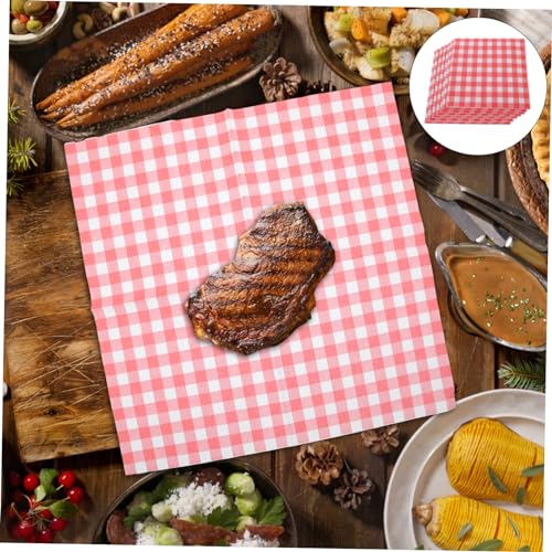 Papier ciré double face imperméable et ingraissable à carreaux 23x23 cm pour repas propres - 4