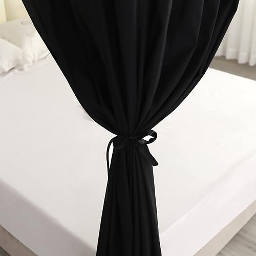 Miniatura 6 de Galaxy Four Corner Post Canopy - Cortinas de cama con mosquitera, cubierta transparente para decoración de dormitorio (King, estrella)