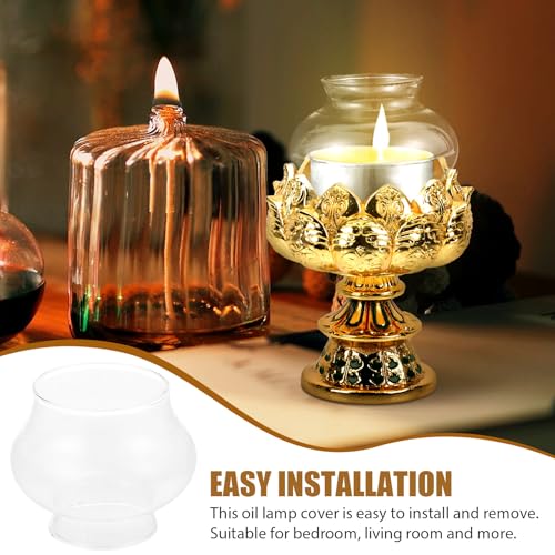 GALPADA Vintage Oil Lamp Chimney Glass Replacement - Clear Hurricane Lamp Globe Cover for Kerosene Lamps - Ideal for Home Decor and Lighting Hand Blown Glass 6x6x53cm