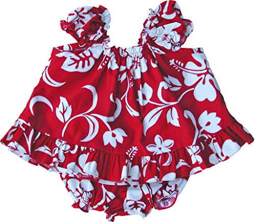 RJC Baby Girl's Hibiscus Pareo Puff Sleeve Hawaiian 2 Piece Dress Set