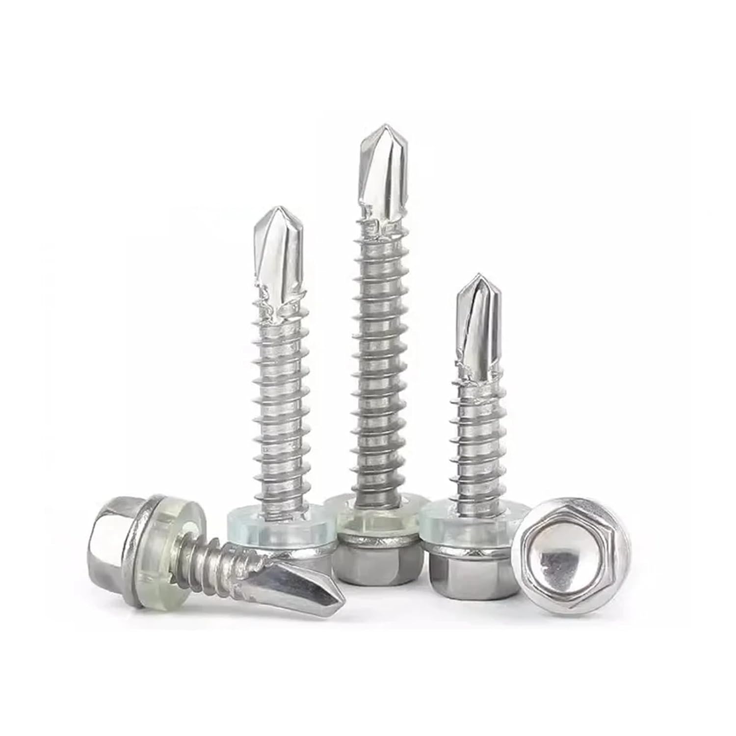 Outer Hexagon Drilling Screws with Rubber Gaskets 410 Stainless Steel M4.2 M4.8 M5.5 M6.3 Colour Steel Tile Tapping Screws(M6.3x50mm 10pcs)