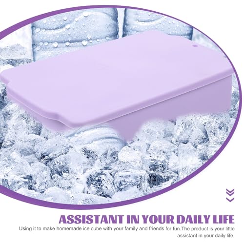 Molde para cubitos de hielo de silicona con tapa morado miniatura 3