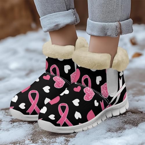 JoyLamoria Bee Daisy Print Women’s Snow Boots Warm Fur Lines Winter Boots Anti Slip Fashion Walking Booties for Women Girls Outdoor Fuzzy Boots Lightweight4