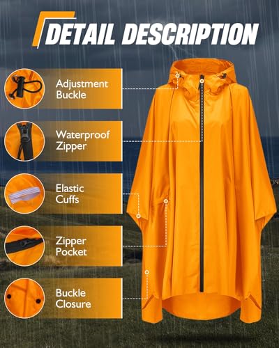 Poncho de pluie avec fermeture éclair veste imperméable légère adulte