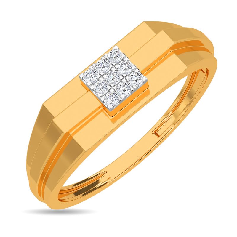 Image of KISNA 14k / 18k Real Gold & Diamond Ring | Diwali, Rakhi Rakshabandhan Gift for Brother, Husband | With Certificate of Authenticity & BIS-Hallmarked Gold Jewellery | Casual Ring For Him