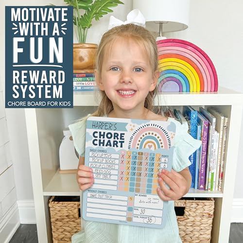 Image of Magnetic Chore Chart for Kids Dry Erase Reward Chart for Home and Classroom | Boho Classic Reusable Behavior Charts for Kids at Home and School, Weekly Magnet Responsibility Tracker for Teens and Adults