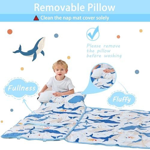 Image of Lasoftan Toddler Nap Mat with Pillow and Blanket, Extra Large Rolled Napping Mats,Slumber Bags for Boys Girls,Kids Sleeping Bag for Daycare, Preschool Travel Camping