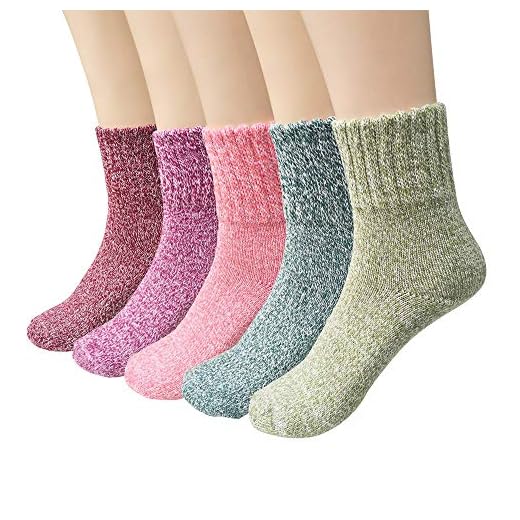 WKTRSM Calcetines Termicos Mujer Invierno Navidad Calcetines Divertidos Gruesa Suave Cómodo Calcetines de Lana Cálidos Casual Calcetines de Punto, 5 Pares