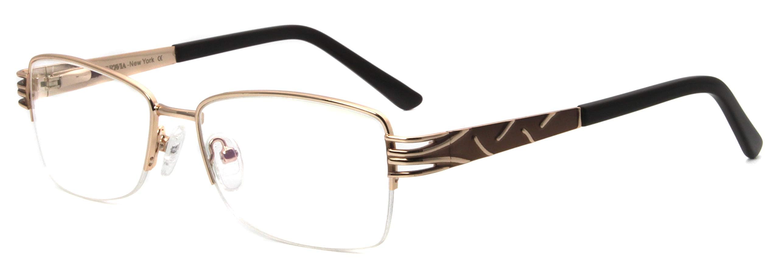 Metalowe unikalne damskie okulary retro eleganckie moderno popularne brązowe złoto okulary