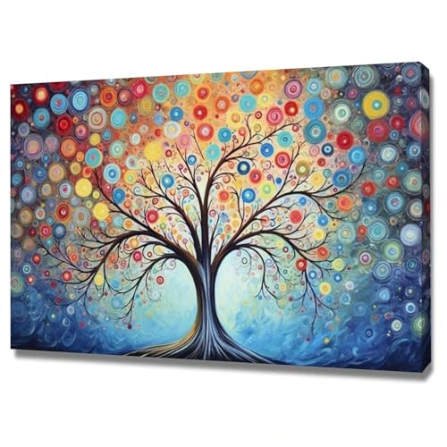 Affiche Arbre de vie peinture abstraite colorée salon décoration murale cadre
