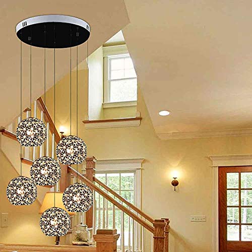 Lustre de restaurant et grand plafonnier escalier duplex avec suspension longue en spirale