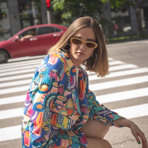 STORYCOAST Narrow Retro Oval Sunglasses for Women Men Fashion Small Frame Sun Glasses 90s Vintage Style Black+Brown3