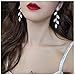 Yheakne - Pendientes de hojas de cristal, borla, plata, cristal, circonita, pendientes de boda, joya para mujeres y niñas (plata)