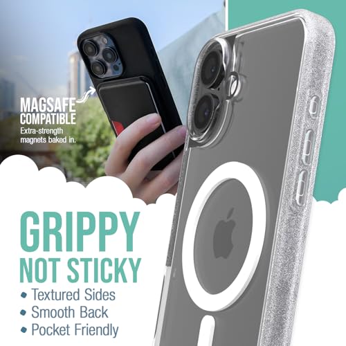Image of Smartish iPhone 16 Plus Magnetic Case - Gripmunk Compatible with MagSafe [Lightweight + Protective] Slim & Thin Grip Cover with Microfiber Lining for Apple iPhone 16 Plus - Clearly Clear