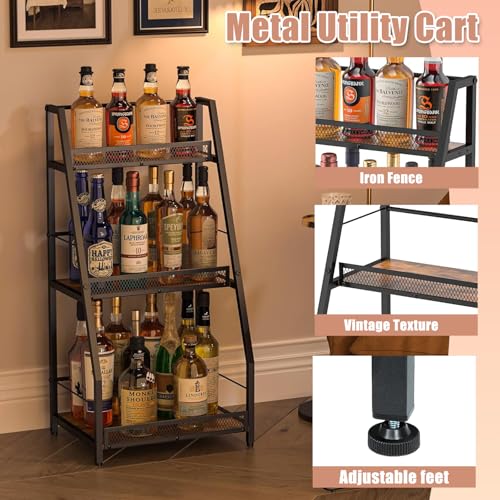 حامل مشروبات متدرج من ليودوكس، حامل مشروبات شبه منحرف من 3 طبقات، حامل زاوية متعدد الاستخدامات مع اسوار، ارضية قائمة بذاتها، حوامل مساحة صغيرة متعددة الاستخدامات للمطبخ وغرفة الطعام والحانات