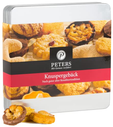 Peters Mit Genuss verführt | Knuspergebäck-Mischung Metallbox | Ohne Alkohol | Gebäck | Feingebäck | Teegebäck | Kekse | Geschenk | Gebäckmischung | Made in Germany | 175g
