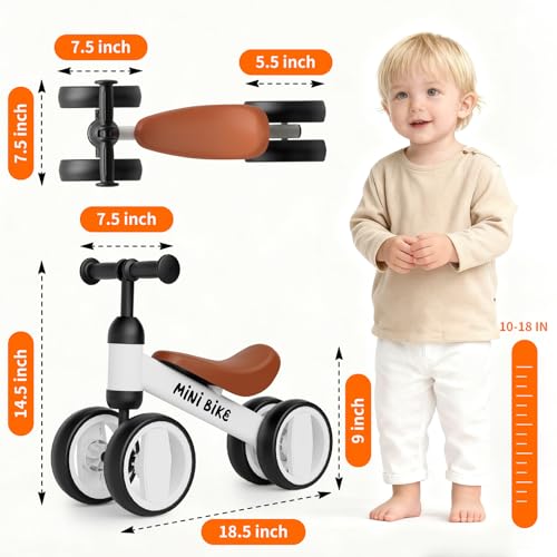 Image of Kid's Balance Bikes for 1 Year Old Boys and Girls, 12-36 Months Toddler Ride-on with Adjustable Seat, First Birthday Gifts for Kids