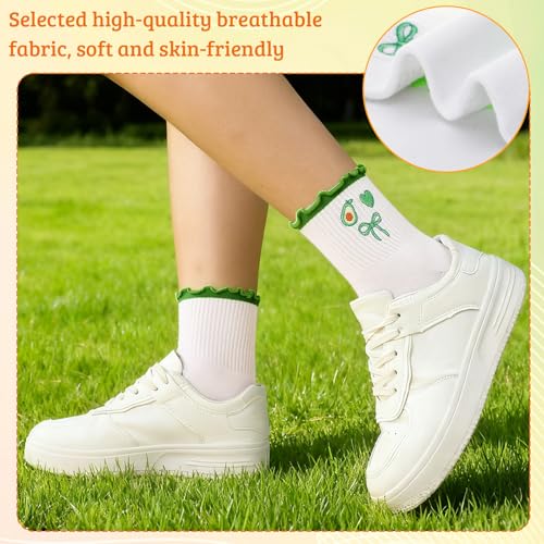 Image of Jspupifip 2 /4 /5 Pairs Womens Embroidery Non Slip Pilates Yoga Socks | Cute Grippy Crew Socks Offered Fit Barre Workout Hospital Indoor Barefoot Daily Activities For Ladies