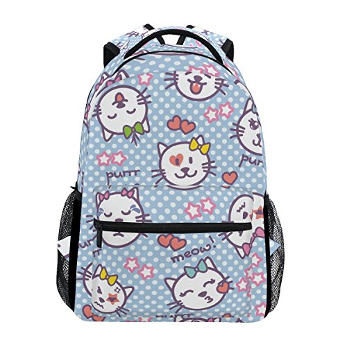 Ahomy mochila escolar para adolescentes  niñas  gato  gatito  lunares  de viaje  bolsa