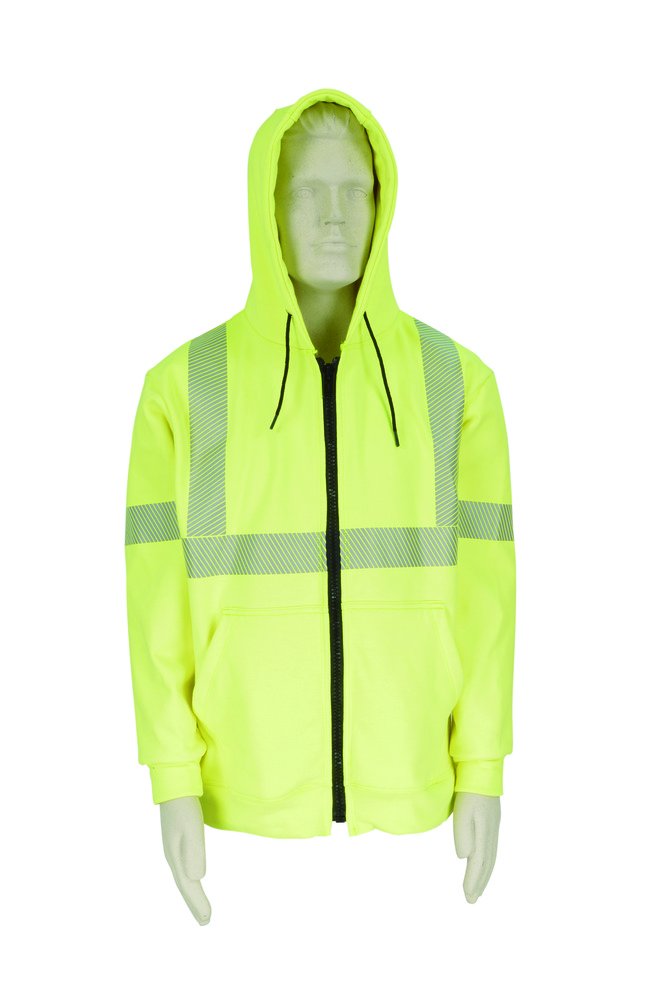 Oberon Company SSZ-OBFTOH-RXL Hi-Vis FR Zippered Pullover Fleece Sweatshirt, X-Large, Orange/Silver