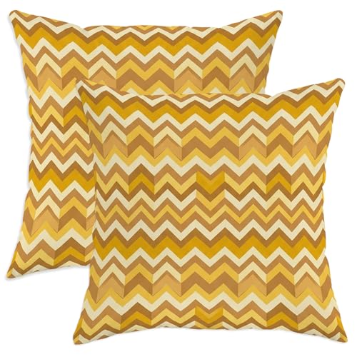 Lot de 2 housses de coussin décoratives modernes et contemporaines en zigzag avec motif en zigzag – Velours doux lavable – Pour maison, chambre à...