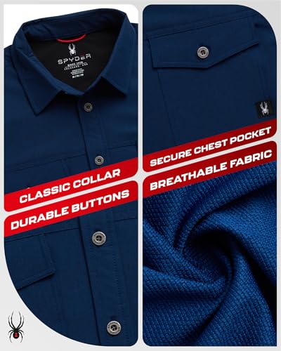 Spyder Mens Button Down Shirt Jacket - Performance Long Sleeve Shirt Jacket for Men - Casual Collared Mens Button Up Shirts2