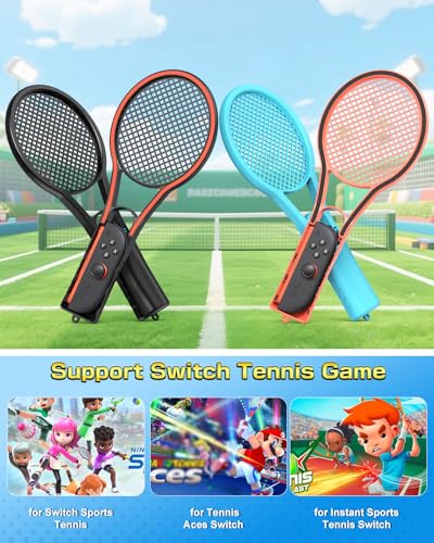 Image of WAXITY Switch 2 Tennis Racket for Mario Tennis Aces /for Mario Tennis Fever Sports Games, Handle Grip Holder Accessories for Nintendo Switch 2 /1 Controllers, for Joycon Comfort Hold (4)