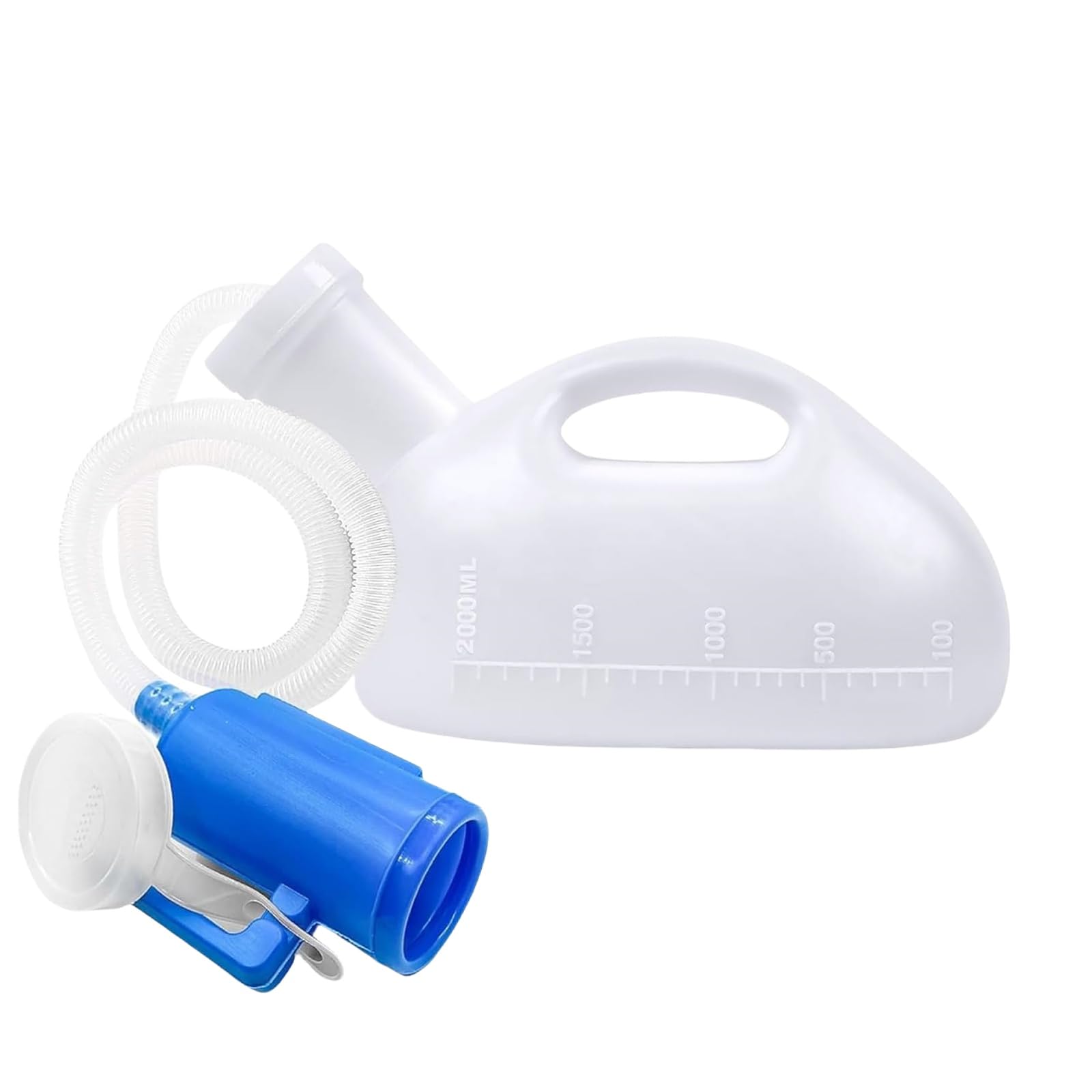 SUNNICE 尿器 男性用尿瓶 大容量2000ML 排尿ボトル 1.2mチューブ しびん 採尿容器 高速道路の渋滞時 長距離運転 介護用便器 高齢者用 旅行用 (ホワイト)
