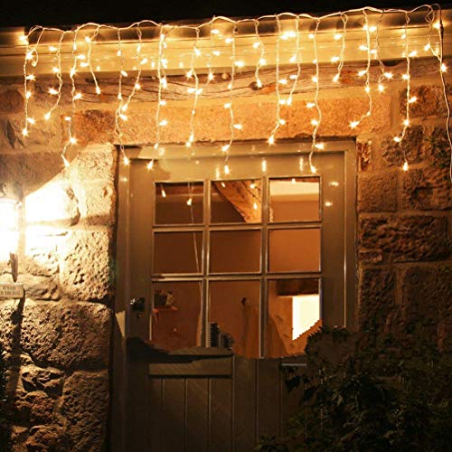 Preisvergleich Produktbild Schimer Lichterkette außen Lichterkette strombetrieben, Lichterkette warmweiß mit Fernbedienung, Lichterkette innen Lichtervorhang Weihnachtsbeleuchtung für Weihnachten Balkon Hochzeit Party