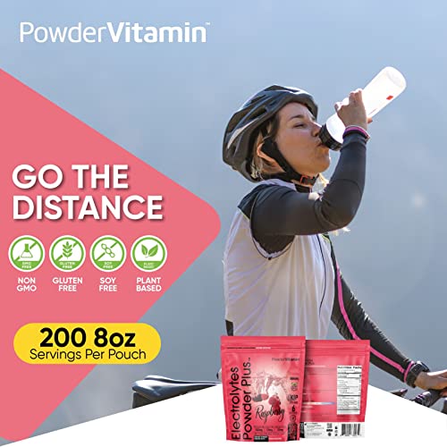 Powdervitamin Electrolytes Powder Plus (100 Servings) Raspberry Electrolyte Powder Zero Calorie Keto, 0 Sugar, No Maltodextrin,1000Mg Potassium,120Mg Calcium,120Mg Magnesium, Energy Hydration Powder #TOP3