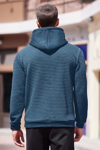 COOFANDY Mens Hoodies Sweatshirts Long Sleeve Fashion Waffle Knit Pullover Hoodie with Pocket4