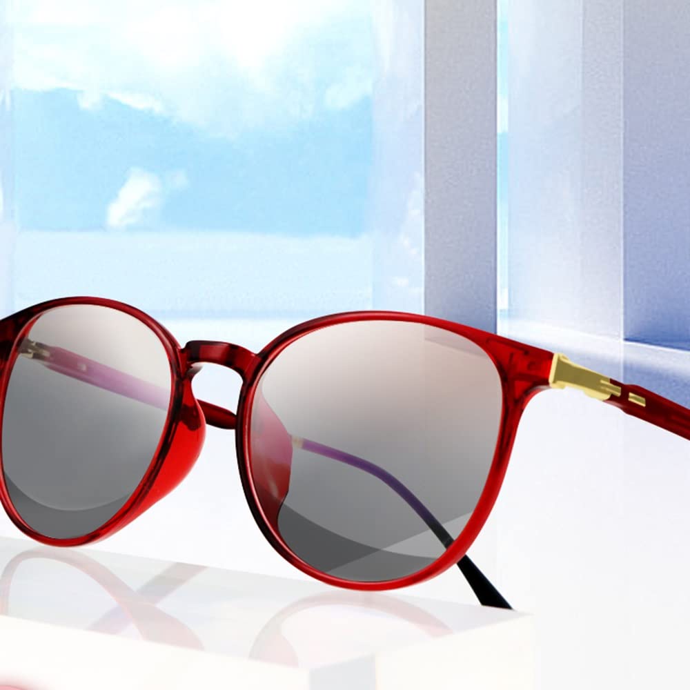 Damen Photochrome Lesebrille Lesehilfe Brille Anti Blaulicht Gleitsichtbrille Progressive Multifokus Lesebrille Asphärische Harzlinse Sonnenbrille Dioptrie +1,0 Bis +3,0 (Size : +2.00)