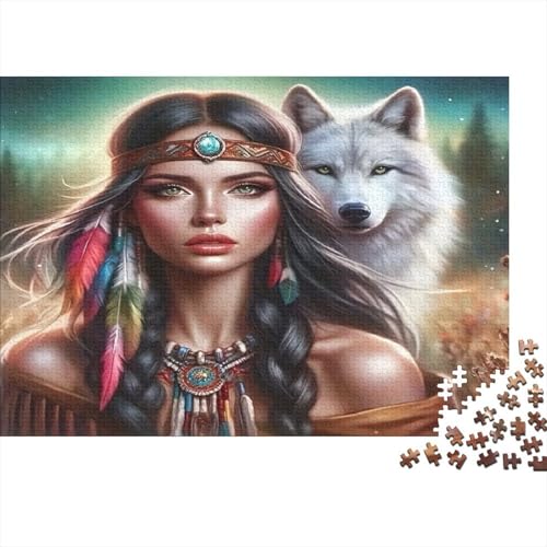 Puzzle de mujer lobo de 1000 piezas para adultos en papel de 70x50 cm