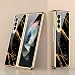 Produktbild COQUE Galaxy Z Fold 3 5G Hülle,ultradünnes 9H Glas glänzend lackierte Handyhülle,Faltbare Handyhülle für Samsung Galaxy Z Fold 3 5G-Marmorierung-Gold Line Schwarz