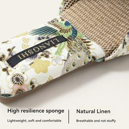Retro Embroidered Slippers for Women Single Strap Slides Linen Upper Soft TPR Anti-Slip Soles Indoor Slippers4