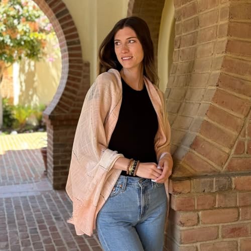 Humble Hilo Loomed Cotton Blend Scarf Shawl Wrap for Women - Lightweight Neck Scarf, Travel Coverup, Formal or a Summer Shawl3