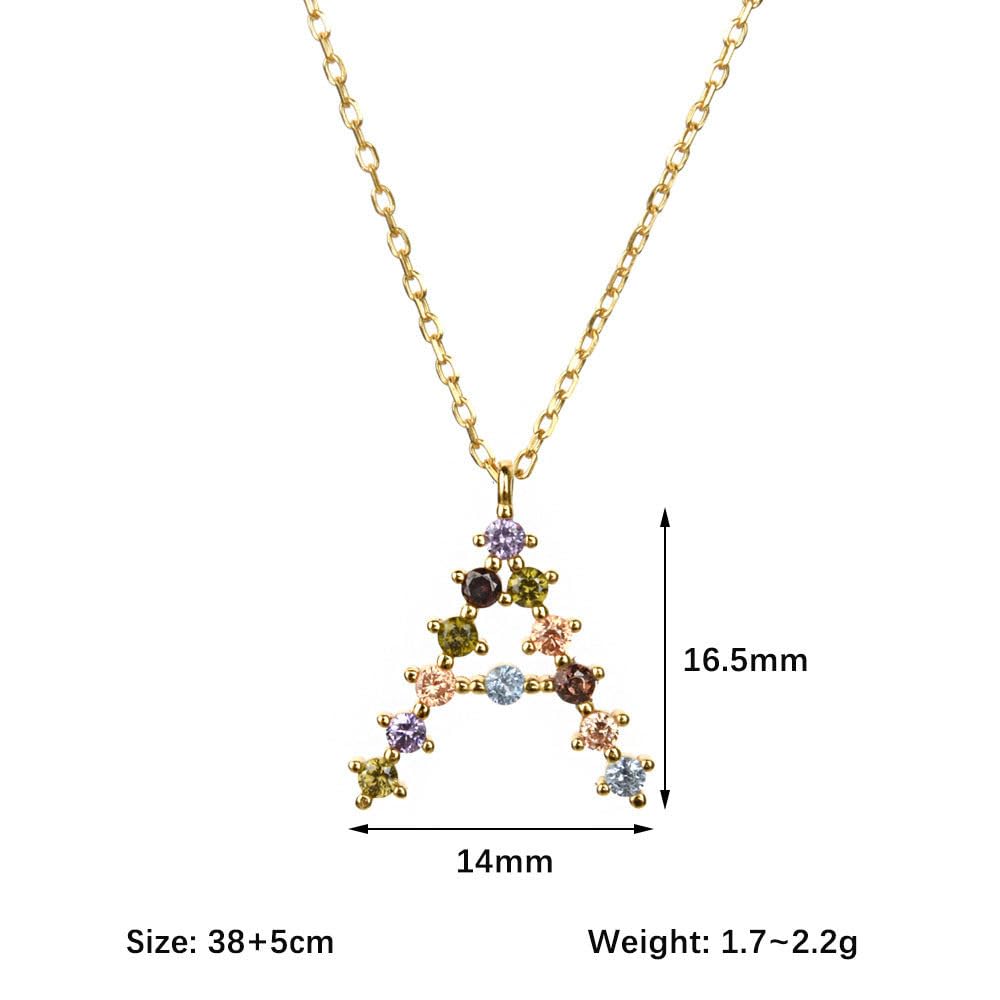 Necklace Geburtstagsbrief M anfängliche Halskette, Alphabet Halskette Buntes Zirkonia-Initialen Name Choker Dainty Chain Halskette für Frauen Lady Girl, 38-45 cm Jewelry