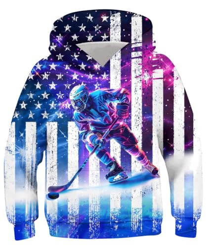 Image of Lovekider Boys Hoodie Kids 3D Print Graphic Pullover Sweatshirt 6-16 Years | Big Front Pocket, Hood, Lightweight, Breathable, Long Sleeves, for School Sports Outdoor Activities Daily, Fall Winter Wear