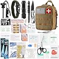 Survival First Aid Kit, Molle Medical Pouch 288PCS Outdoor Emergency Survival Gear and Equipment for Hiking Camping Hunting Car Boat Home Travel and Adventures, Gift for Him Men(Khaki)